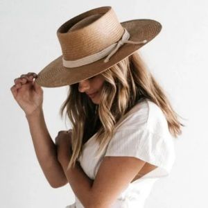 GIGI PIP Bre Porkpie Natural Woven Straw Hat, Size 57